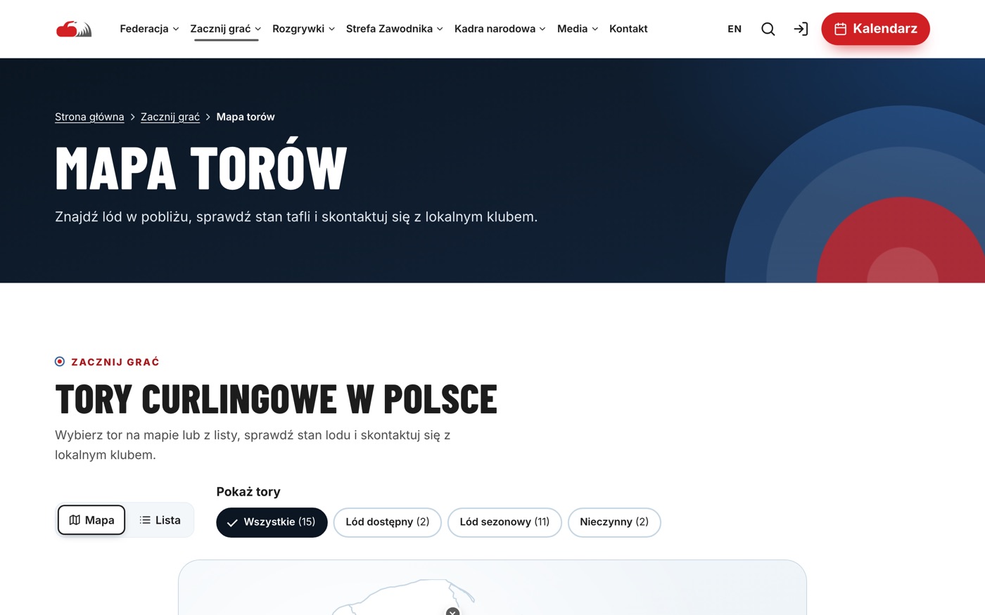 Nowa mapa torów curlingowych